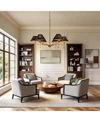 Tribesigns 6-Light Chandelier with Matte Lampshade, 35" Farmhouse Height Adjustable Pendant Light Fixture
