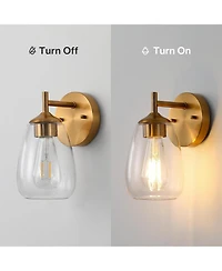 Tribesigns 1-Light Gold Bathroom Light Fixtures, Modern Wall Lights with Clear Glass Shades.Lamp for Mirror, Bedroom, Living Room,Cabinet (Set of 2)