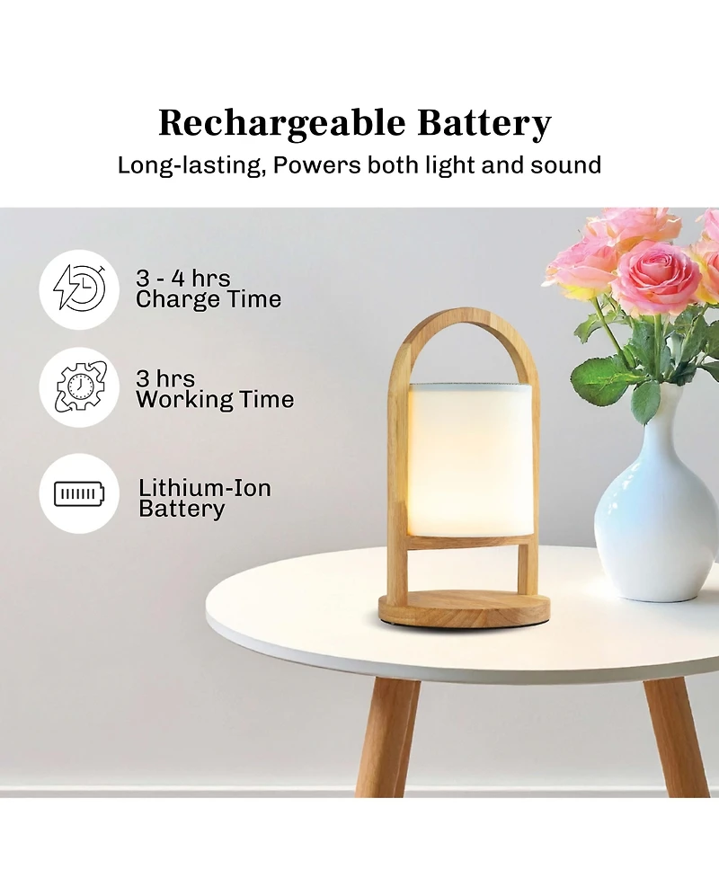 Bell + Howell Echo Glow Rechargeable Bluetooth Led Portable Lantern Speaker Touch Control Table Lamp