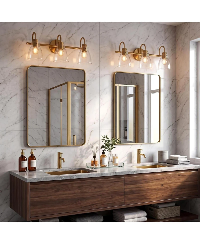 Tribesigns Bathroom Light Fixtures,3-Light Bathroom Vanity Lights Over Mirror with Clear Glass Shade, Vanity Light for Bedroom Living Room