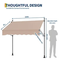 gaomon Outdoor Sunshade Shelter, Manual Patio Retractable Awning