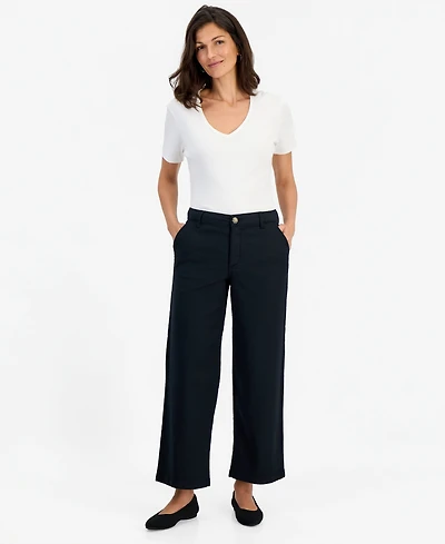 Style & Co Women's High Stretch High-Rise Cropped Wide-Leg Pants, Macy's Exclusive