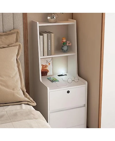 Rainsken Nightstand with Charging Station and Night Light