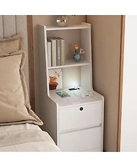 Rainsken Nightstand with Charging Station and Night Light
