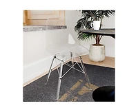LeisureMod Cresco Modern Molded Dining Chair, Chrome-Plated Eiffel Base and Acrylic Support Legs Ergonomic Curved Seat Accent Side Chair