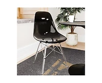 LeisureMod Cresco Modern Molded Dining Chair, Chrome-Plated Eiffel Base and Acrylic Support Legs Ergonomic Curved Seat Accent Side Chair