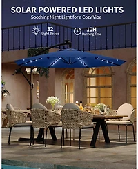 gaomon 10Feet Uv-Resistant Offset Patio Umbrella with Solar Led Lights for Backyard, Poolside