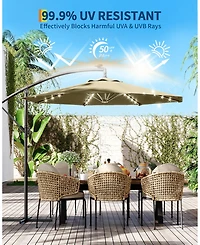 gaomon 10Feet Uv-Resistant Offset Patio Umbrella with Solar Led Lights for Backyard