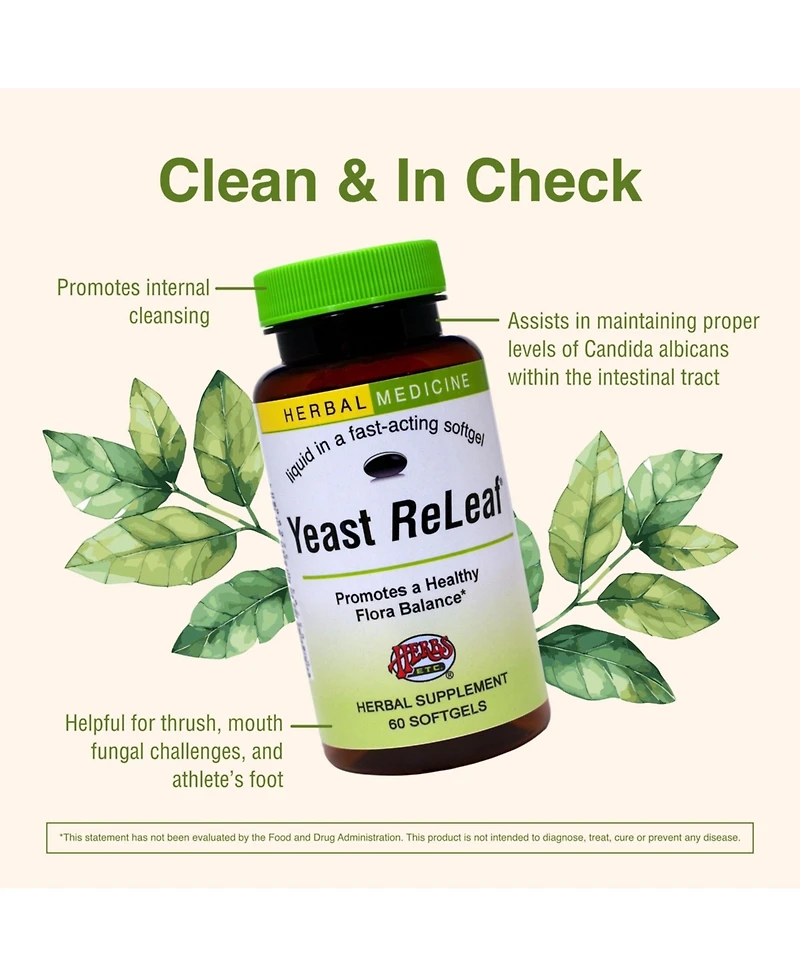 Herbs Etc, Yeast Releaf, 60 Capsules