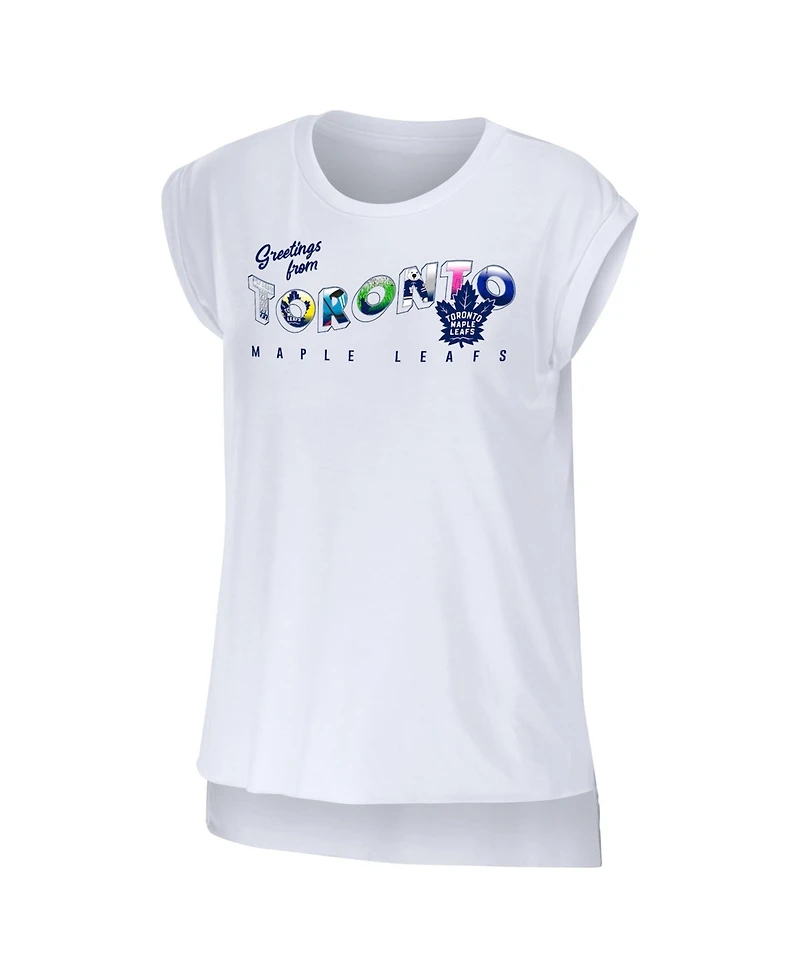 Wear by Erin Andrews Women's White Toronto Maple Leaf Greetings From Muscle T-Shirt