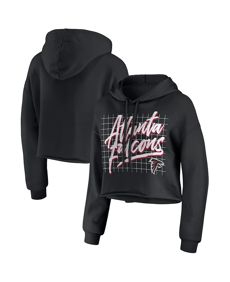 Wear by Erin Andrews Women's Black Atlanta Falcons Domestic Cropped Pullover Hoodie