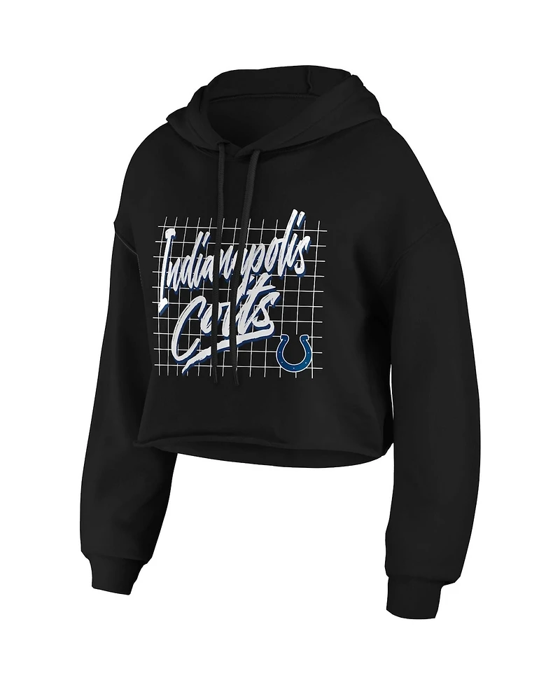 Wear by Erin Andrews Women's Black Indianapolis Colts Domestic Cropped Pullover Hoodie