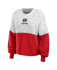 Wear by Erin Andrews Women's White/Red Washington Wizards Color-Block Pullover Sweater