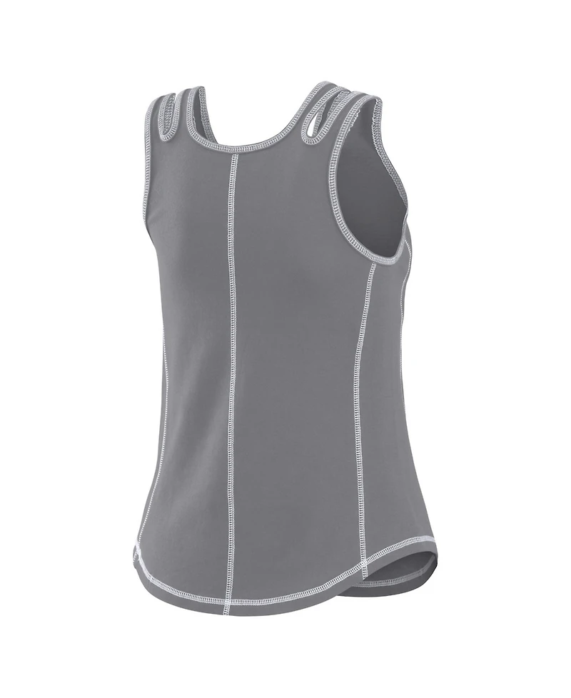 Wear by Erin Andrews Women's Gray New York Yankees Contrast Stitch Tank Top