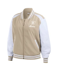 Wear by Erin Andrews Women's Tan Las Vegas Raiders Tonal Full-Zip Bomber Jacket