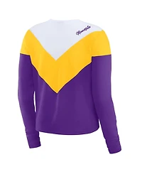 Wear by Erin Andrews Women's White/Gold Minnesota Vikings Plus Chevron Tri-Blend Long Sleeve T-Shirt