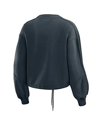 Wear by Erin Andrews Women's 2-Piece Black Carolina Panthers Washed Fleece Long Sleeve T-Shirt & Shorts Lounge Set