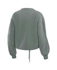 Wear by Erin Andrews Women's 2-Piece Green New York Jets Washed Fleece Long Sleeve T-Shirt & Shorts Lounge Set