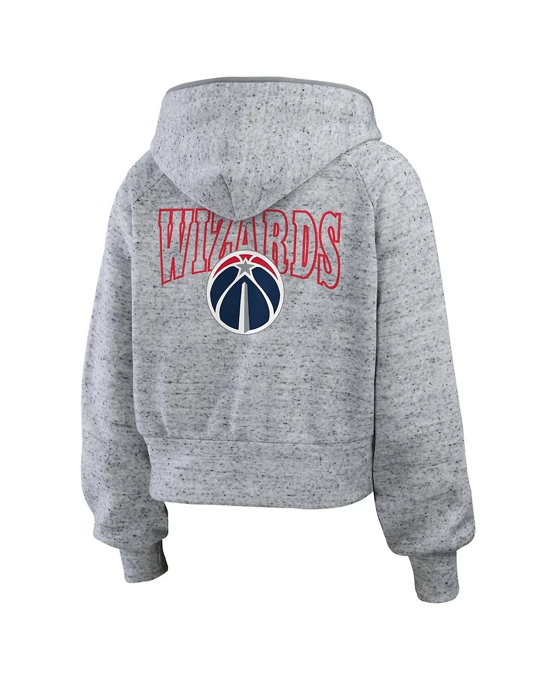 Wear by Erin Andrews Women's Heather Gray Washington Wizards Speckled Radiator Full-Zip Hoodie
