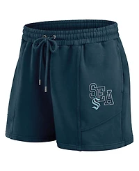 Wear by Erin Andrews Women's 2-Piece Deep Sea Blue Seattle Kraken Washed Fleece Sweatshirt & Shorts Lounge Set