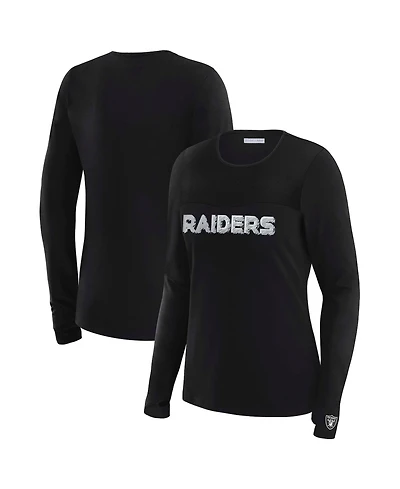 Wear by Erin Andrews Women's x Gracie Hunt Black Las Vegas Raiders Mesh Panel Long Sleeve T-Shirt