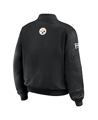 Wear by Erin Andrews Women's Black Pittsburgh Steelers Patch Full-Zip Bomber Jacket