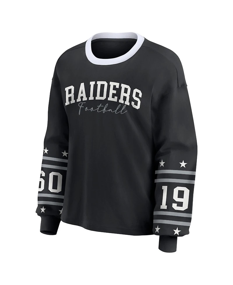 Wear by Erin Andrews Women's Black Las Vegas Raiders Sport Long-Sleeve T-Shirt