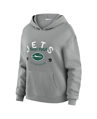Wear by Erin Andrews Women's 2-Piece Gray New York Jets Waffle-Knit Long Sleeve Hooded Shirt & Pants Lounge Set