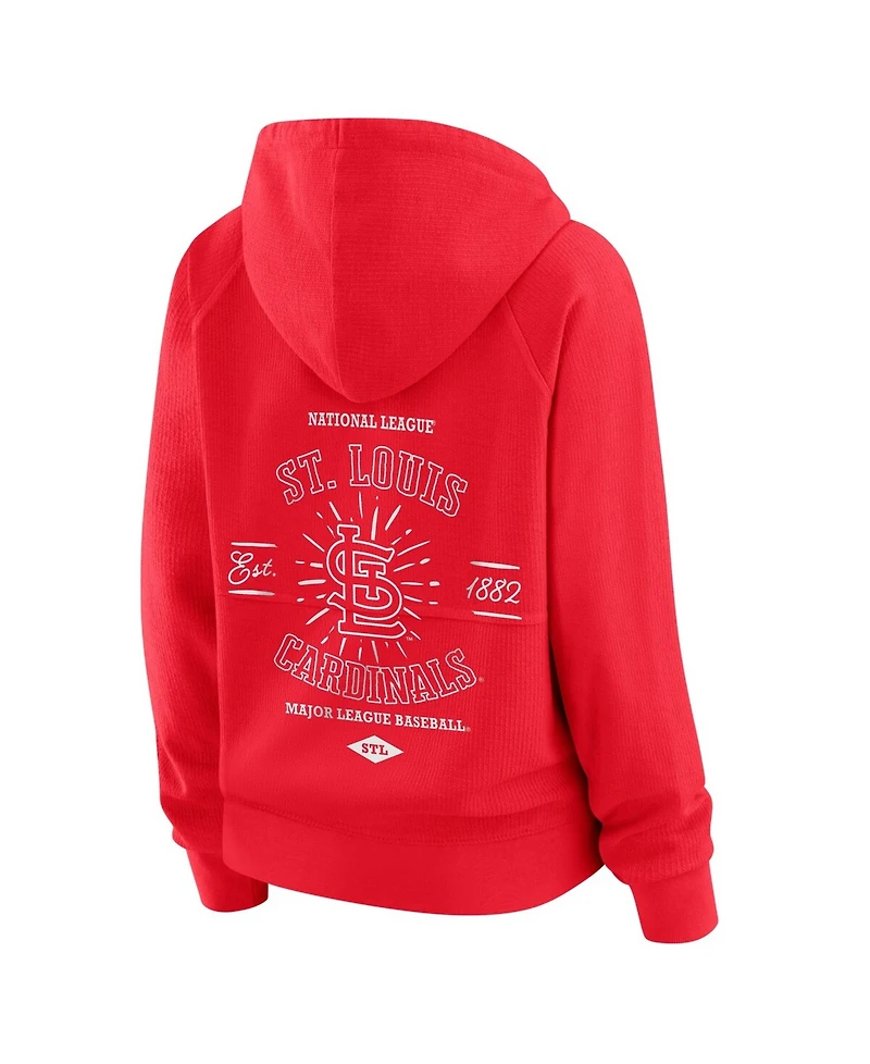 Wear by Erin Andrews Women's Red St. Louis Cardinals Vintage Full-Zip Raglan Hoodie