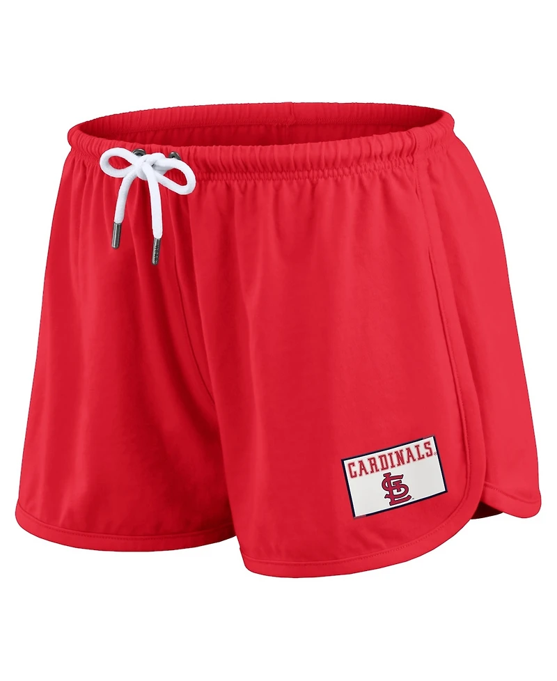 Wear by Erin Andrews Women's 2-Piece Red St. Louis Cardinals Heavy Rugby Jersey Cropped Long Sleeve T-Shirt & Shorts Lounge Set