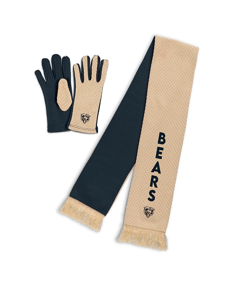 Wear by Erin Andrews Women's Chicago Bears Tonal Microcheck Scarf Glove Set