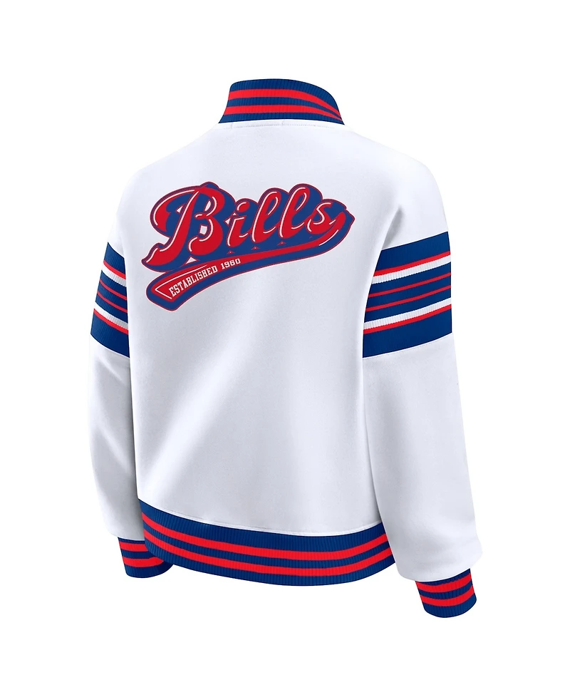 Wear by Erin Andrews Women's White Buffalo Bills Plus Full-Snap Fleece Sweatshirt Jacket