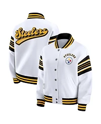 Wear by Erin Andrews Women's White Pittsburgh Steelers Plus Full-Snap Fleece Sweatshirt Jacket