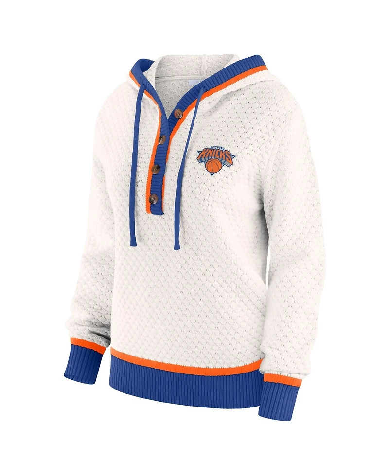 Wear by Erin Andrews Women's Cream New York Knicks Plus Hoodie Sweater