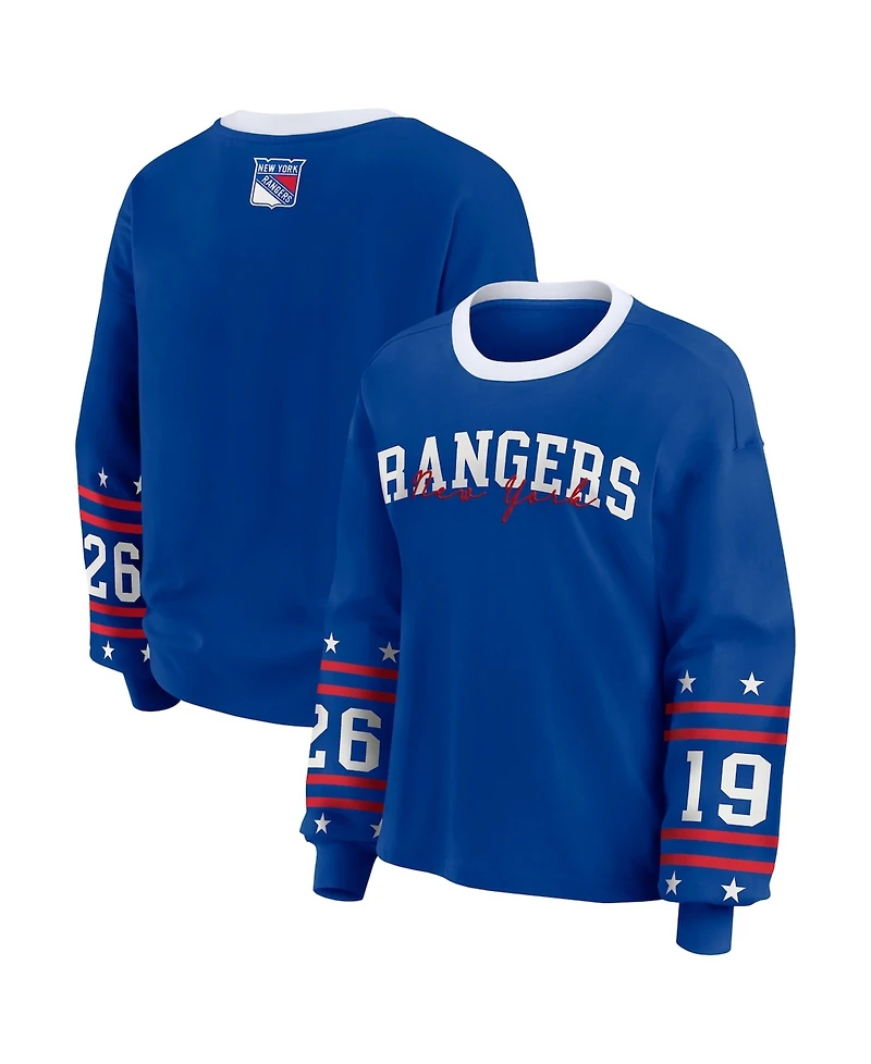 Wear by Erin Andrews Women's Blue New York Rangers Long-Sleeve Sport T-Shirt