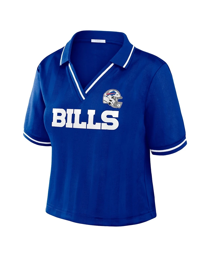 Wear by Erin Andrews Women's Royal Buffalo Bills Cropped Jersey Polo Shirt