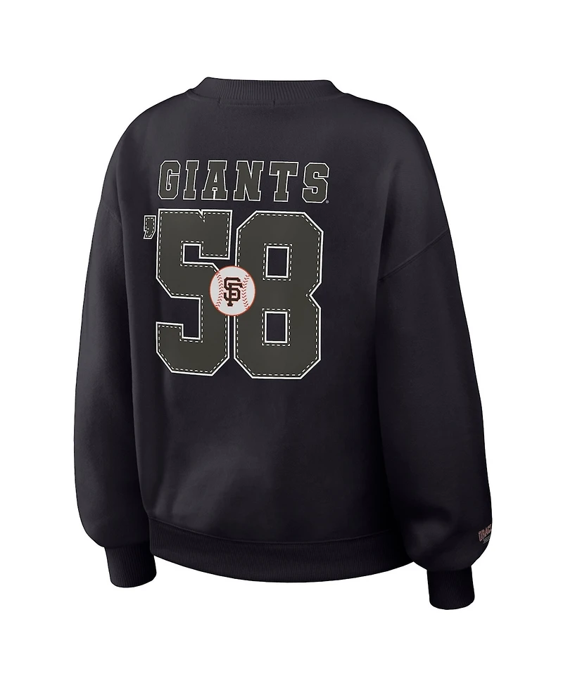 Wear by Erin Andrews Women's Black San Francisco Giants Heavyweight Crew Neck Sweatshirt