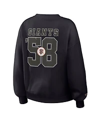 Wear by Erin Andrews Women's Black San Francisco Giants Heavyweight Crew Neck Sweatshirt