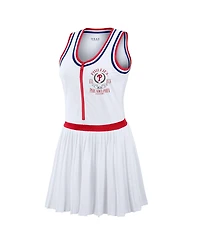 Wear by Erin Andrews Women's White Philadelphia Phillies Zip-Front Pleated Tri-Blend Scoop Neck Tank Dress