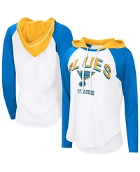 G-iii 4Her by Carl Banks Women's White St. Louis Blues Mvp Hooded Long-Sleeve T-Shirt