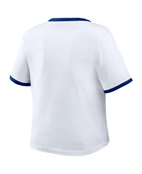 Wear by Erin Andrews Women's White Texas Rangers Ringer Baby T-Shirt