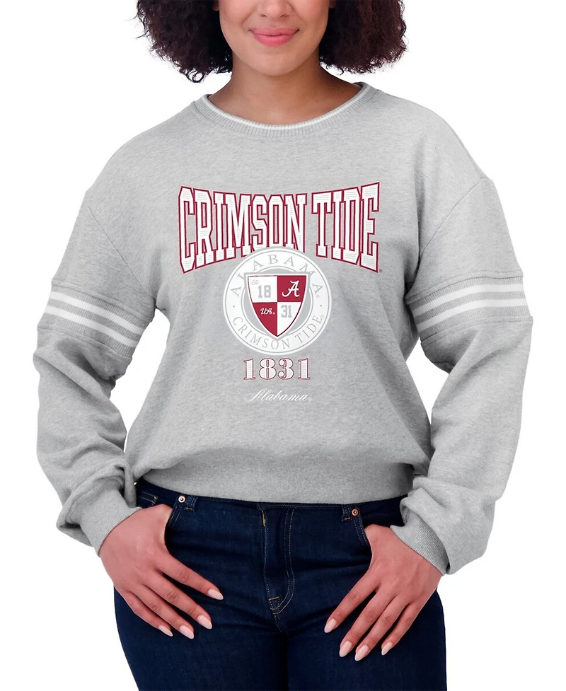 Wear by Erin Andrews Women's Heather Gray Alabama Crimson Tide Classic Stripe Pullover Sweater