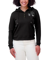 Wear by Erin Andrews Women's Black Las Vegas Raiders Waffle Pullover Hoodie