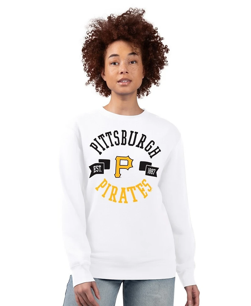 G-iii 4Her by Carl Banks Women's White Pittsburgh Pirates Team Logo Fleece Pullover Sweatshirt