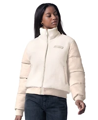 G-iii 4Her by Carl Banks Women's Cream Seattle Seahawks Cheerleader Sherpa Full-Zip Jacket