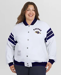 Wear by Erin Andrews Women's White Baltimore Ravens Plus Full-Snap Fleece Sweatshirt Jacket
