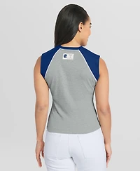Wear by Erin Andrews Women's Heather Gray Chicago Cubs Cropped Raglan Tank Top