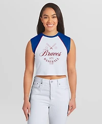 Wear by Erin Andrews Women's White Atlanta Braves Cooperstown Cropped Raglan Tank Top