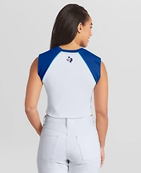 Wear by Erin Andrews Women's White Texas Rangers Cooperstown Cropped Raglan Tank Top