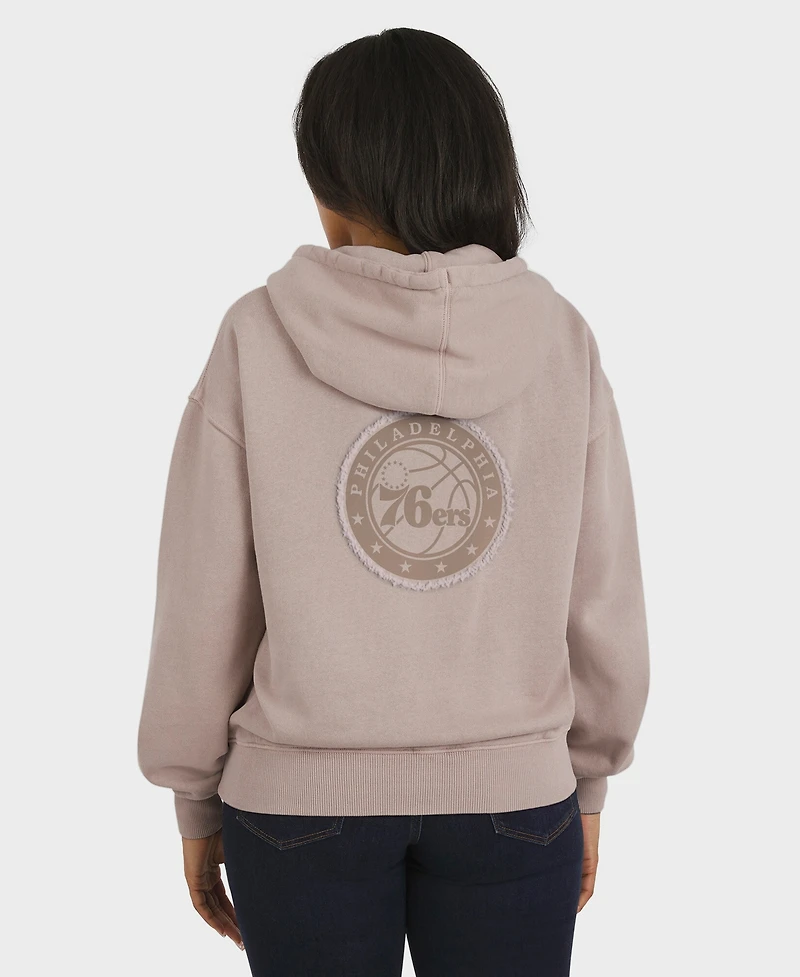 Wear by Erin Andrews Women's Tan Philadelphia 76ers Washed Pullover Crewdie